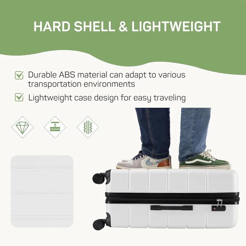 White 20-24-28 Inch Travel Luggage Set with Versatile Storage Options