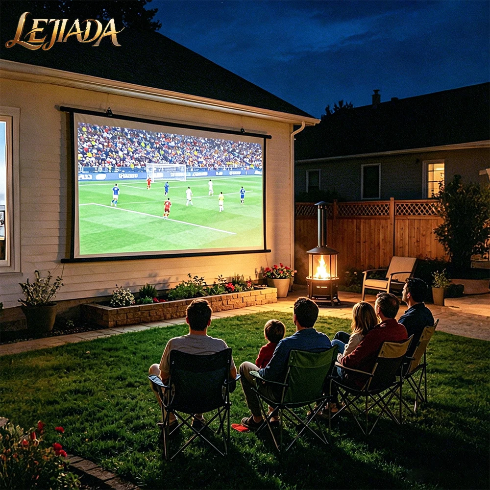 

LEJIADA 120 inch Wall Mounted 16:9 Milk Silk Projector Screen White Wrinkle-Free 160 ° Viewing Angle Home Theater Indoor Outdoor