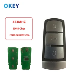 Okey-Clé de voiture télécommandée, 3C0959752BA, 3BT pour VolksWagen VW, Passat Gods, 255.B7, Magotan CC, 433 Z successif, puce ID48