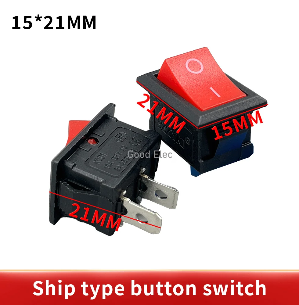 KCD11-101 3A/6A 250V 6A/10A 125V 10*15mm 21*15mm SPST 2PIN ON/OFF G130 Boat Rocker Switch Car Dash Dashboard Truck RV ATV Home