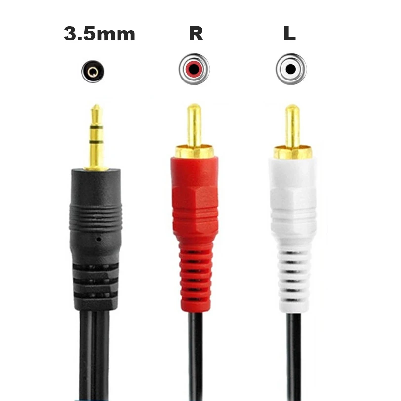 1.35M 3.5mm Stereo Male Jack to 2 RCA Male AV Music Audio Cable Cord AUX Cable for Mp3 Phone TV Sound Speakers E3