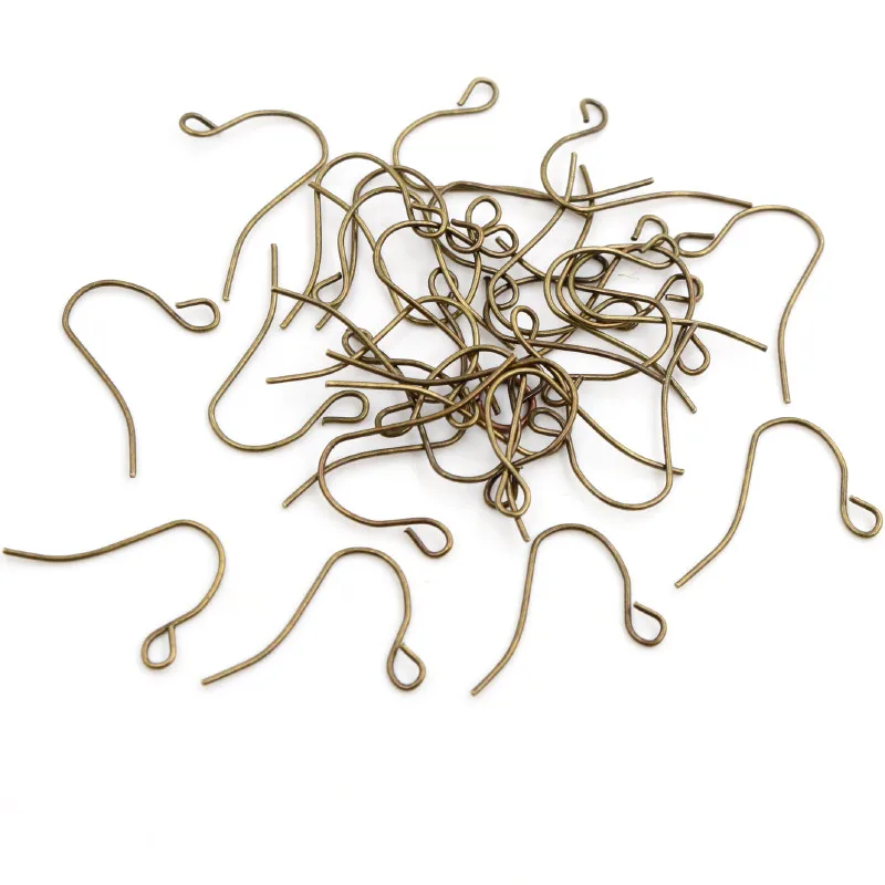 100 sztuk/partia 21x12mm srebrny kolor brązowy kolczyki haki ustalenia zaczep na ucho kolczyki zatrzaski do tworzenia biżuterii DIY earwire dostaw — zdjęcie 7