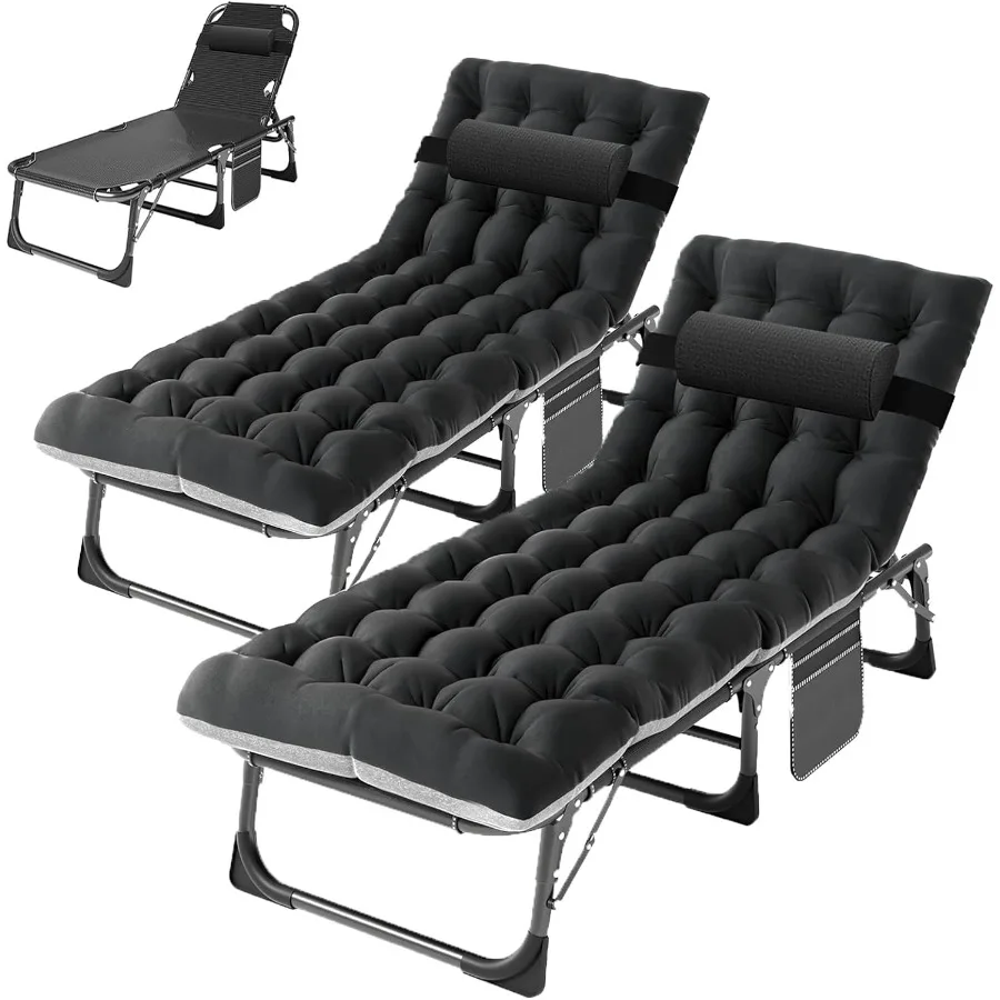 

ABORON 2PK Oversized Chaise Lounge Chair5 Positions Padded Outdoor Tanning Chair Heavy Duty Portable Chair for Sunbathing Patio