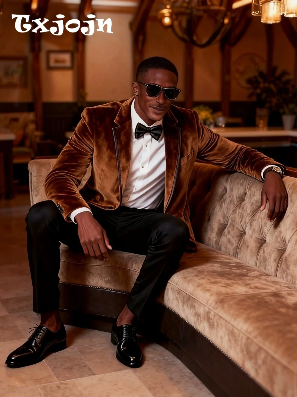 

Luxury Notched Lapel Velvet Men's Suit 2026 2PCS Formal Single Breasted Slim Fit For Wedding Business Customized