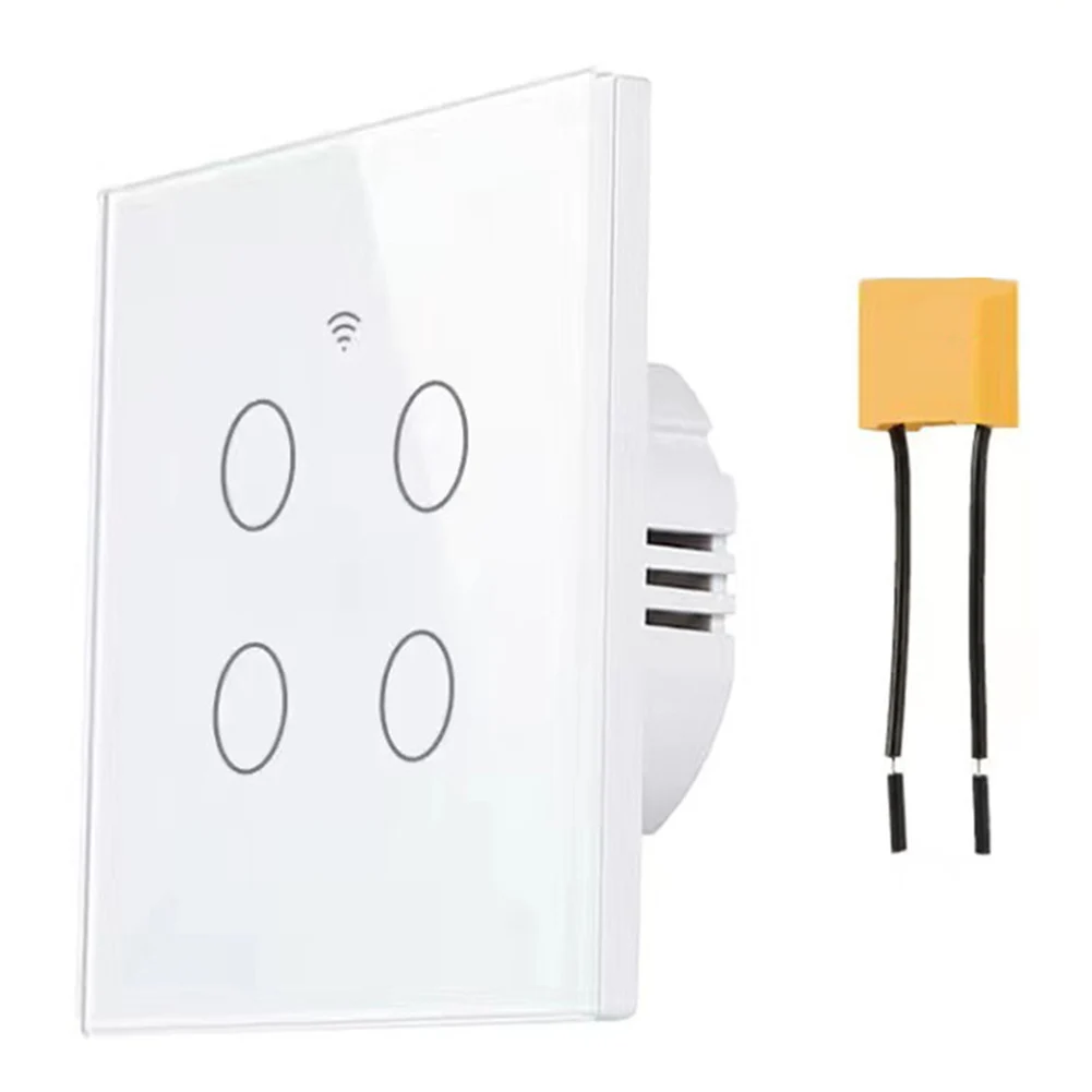4 Gang For Smart Touch Light Switch WiFi For Tuya App Control With Capacitor For No Neutral Wire Wall Socket Home Automation Ele
