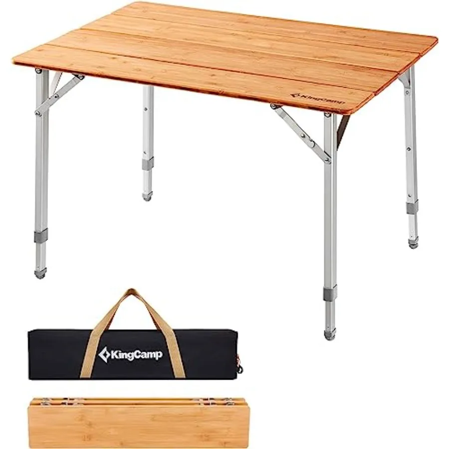 

Бамбуковый складной стол, экологический походный стол с регулируемой высотой, алюминиевые ножки, сверхмощный 4-складной портативный лагерь