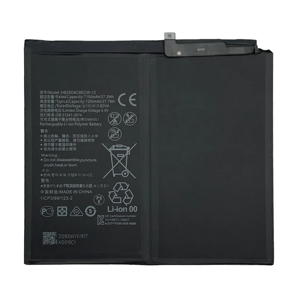 Replacement battery for Huawei Tablet HB28D8C8ECW-12 Battery BAH3-W59 W09 AL00 MatePad Pro 10.8 battery