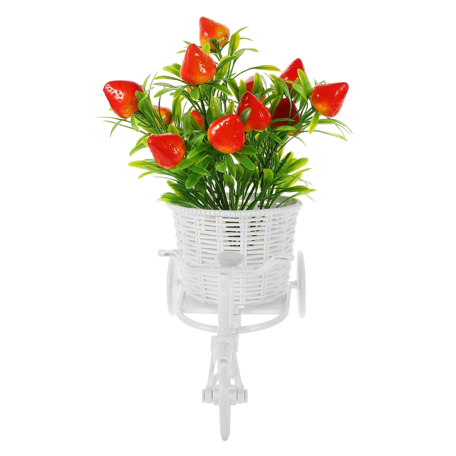 

Artificial Flower Decor Fake Strawberry Ornament With Bike Basket Wedding Home Party Centerpiece Simulated Floral Bonsai