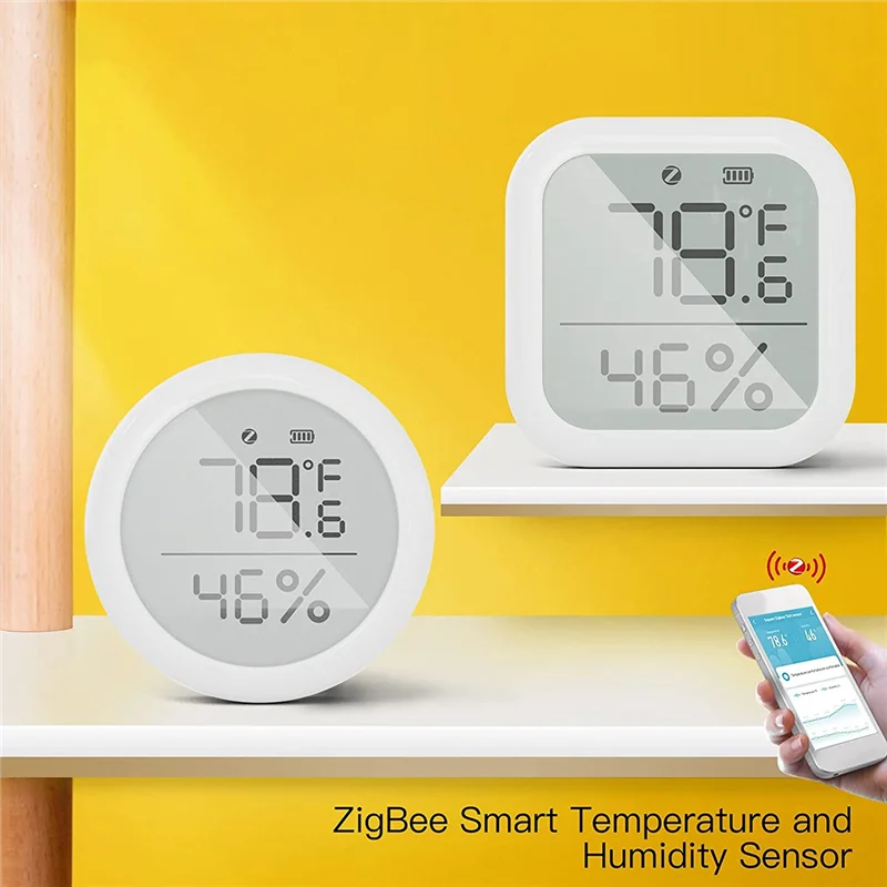 Tuya ZigBee Temperature and Humidity Sensor Indoor Hygrometer Thermometer Detector with Digital LCD Display