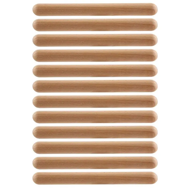 6 pares de claves de madera, instrumento de percusión musical, palos de ritmo, palos de ritmo de percusión, palos de ritmo musicales para niños
