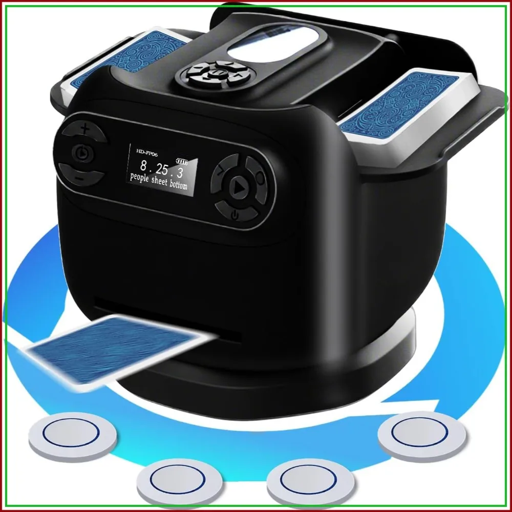 

2026 Automatic Card Shuffler and Dealer Machine, 2-in-1 Smart 360° Rotating Card Dealer and Shuffler, Super Quiet, Safe for Various Card Games, Home and Club Use