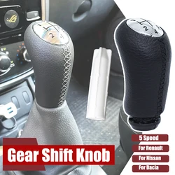 Gear Lever Shifter Trim Leather Knob Cover Gaiter Boot For Dacia Lodgy MT 5Speed +R Gearstick Pen Handle Replacement Parts 12-21