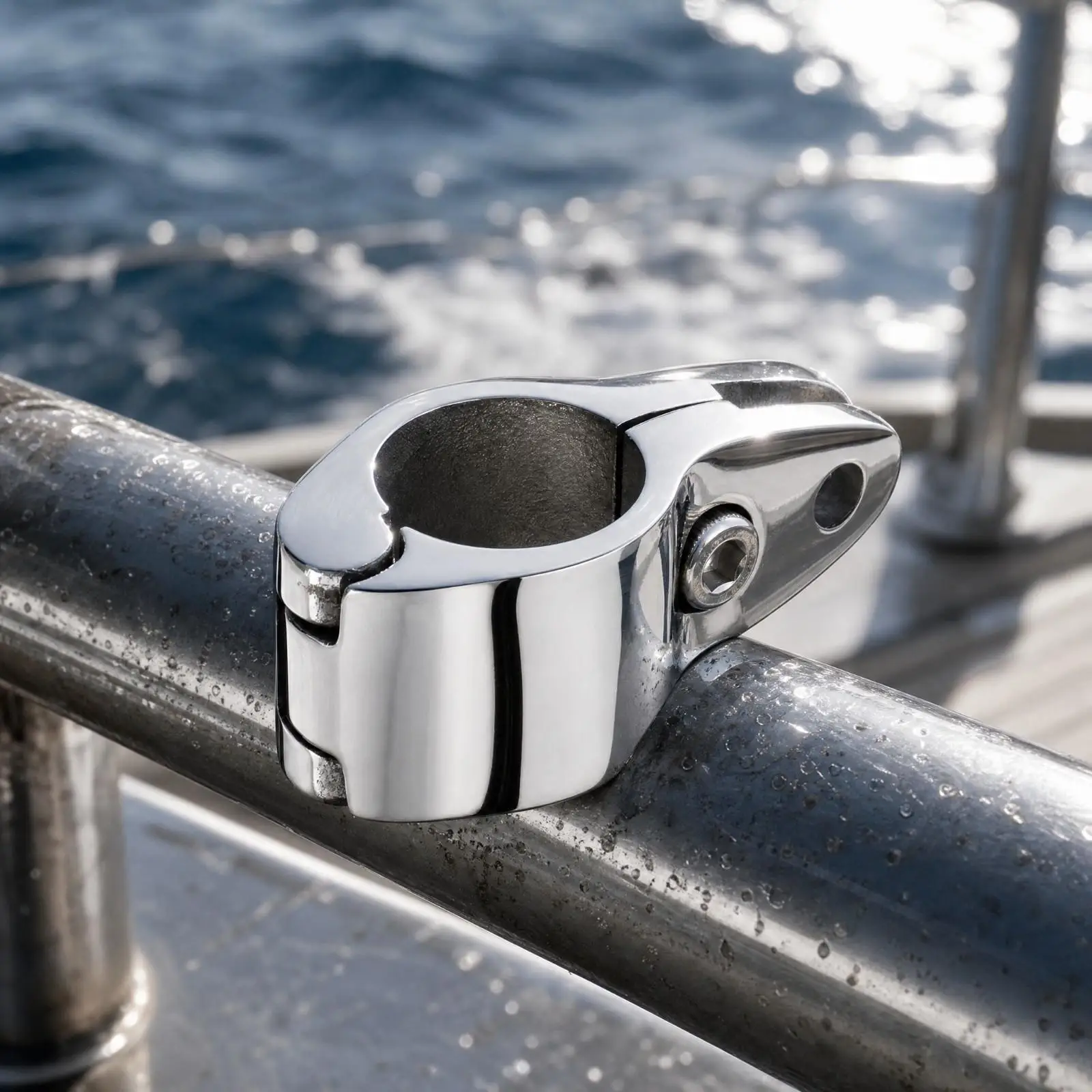 Marine Grade 316 Stainless Steel Tube Clamp Openable Pipe Mount with Fastening Pin for Boat Yacht RV Awning Frame Securing