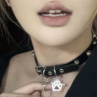 Grunge Jewelry Cat Claw Choker Punk Charms Skull Key Pendant Necklaces for Women Goth Accessories Korean Fashion Necklaces