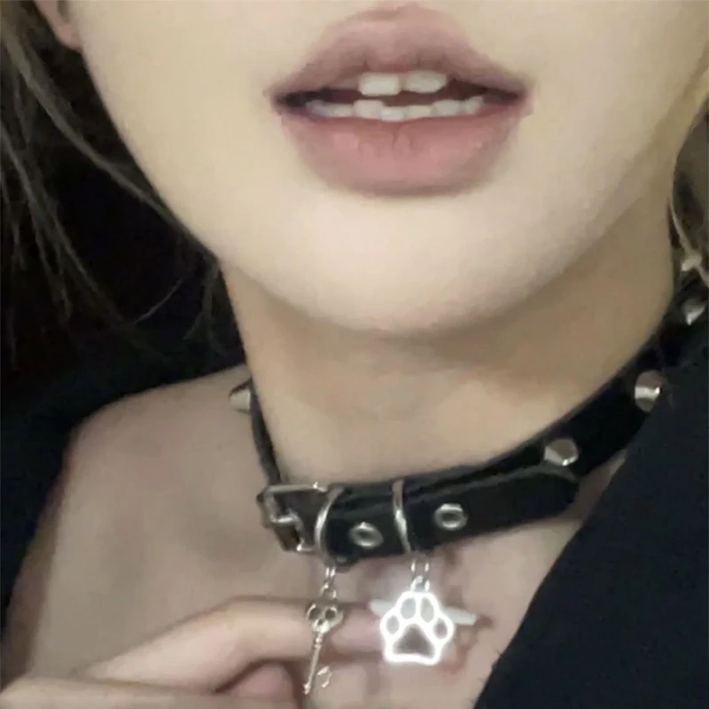 Biżuteria Grunge Cat Claw Choker Punk Charms Skull Key Wisiorek Naszyjniki dla kobiet Goth Akcesoria Koreańskie Modne Naszyjniki