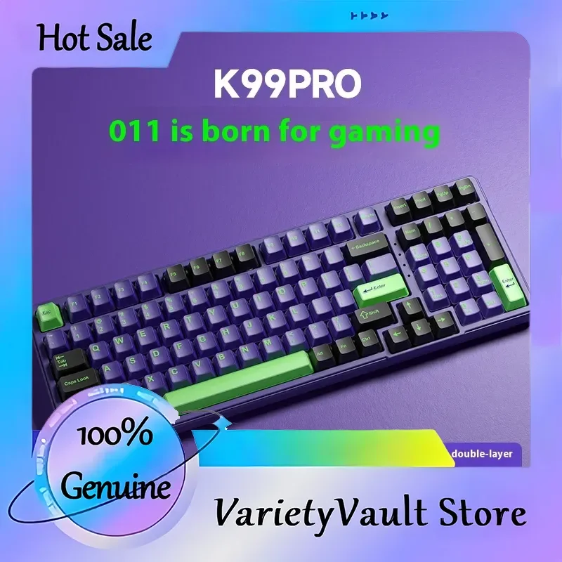 FURYCUBE K99pro لوحة مفاتيح ميكانيكية للألعاب لاسلكية 3-وضع تصميم منحوت من جانب بلوتوث لأجهزة الكمبيوتر المكتبية