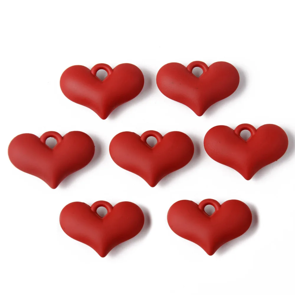 10pcs Acrylic Heart Pendants Rubberized Style Puffed Heart Charms Pendant for jewelry making DIY bracelet necklace craft decor