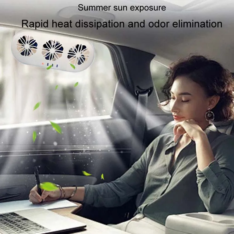 Solar Powered Car Exhaust FanElectric Car Cooling Fan USB Charging Window Ventilator Front Rear Seat Purifiers Radiator