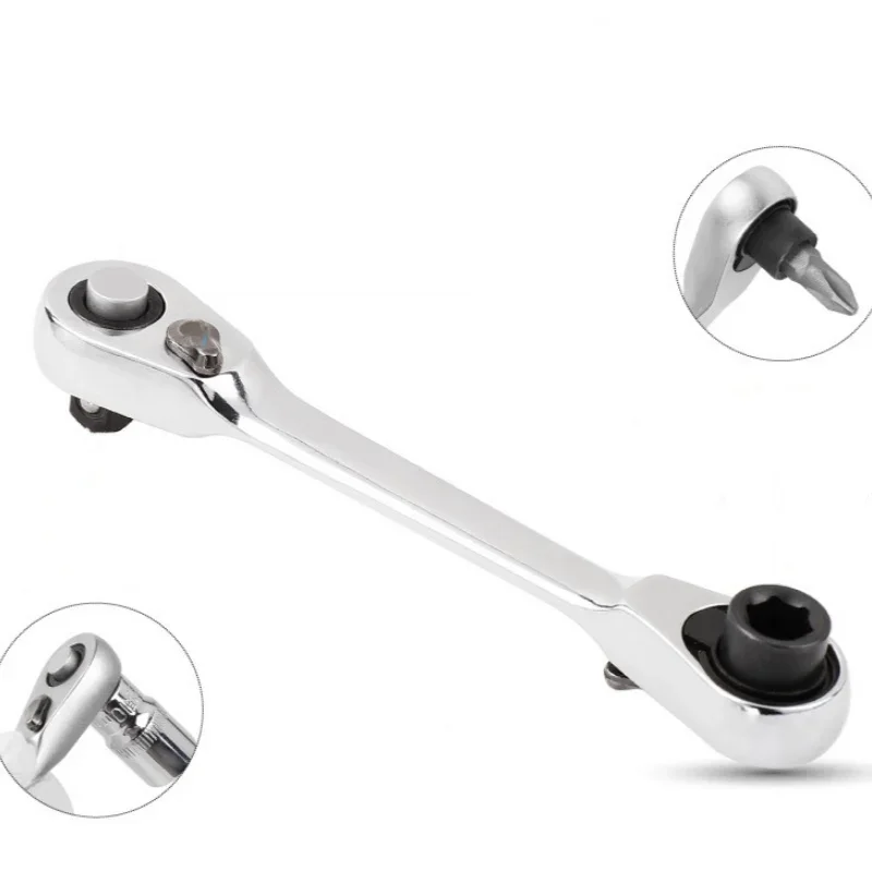 1 قطعة 1/4 بوصة مزدوجة الرأس مفتاح بسقاطة صغير مقبس سريع ، 72 الأسنان مفك سداسية عزم الدوران وجع أداة إصلاح #5