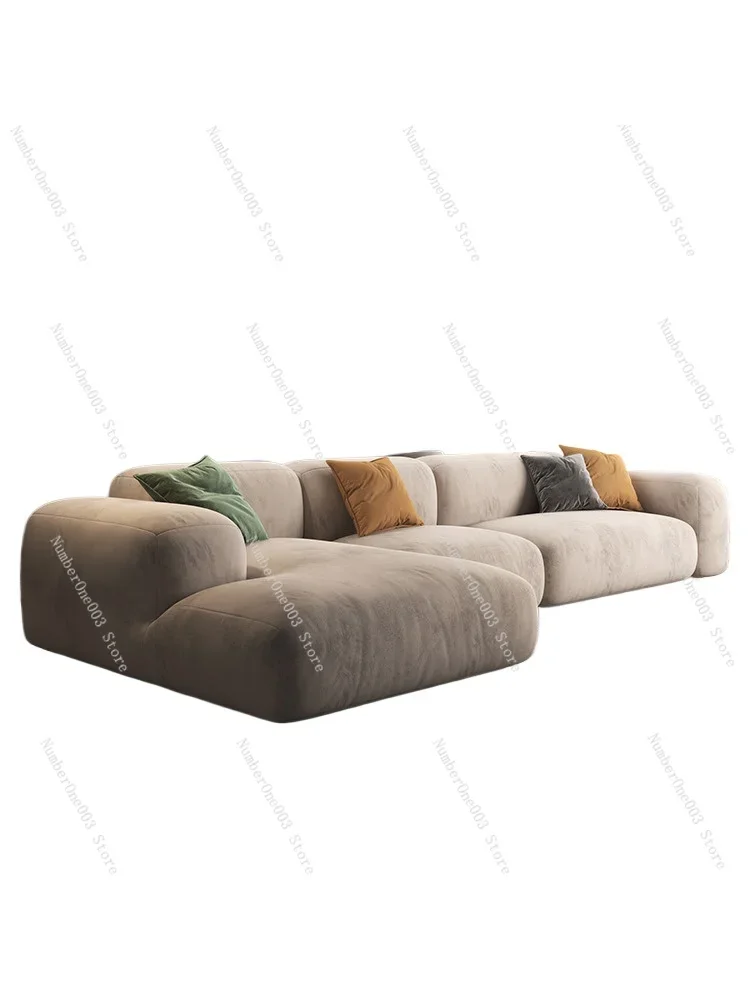 Anti-Scratching Frosted Fabric Sofa Living Room Modern Light Luxury Villa High-End Italian Minimalist Sofa