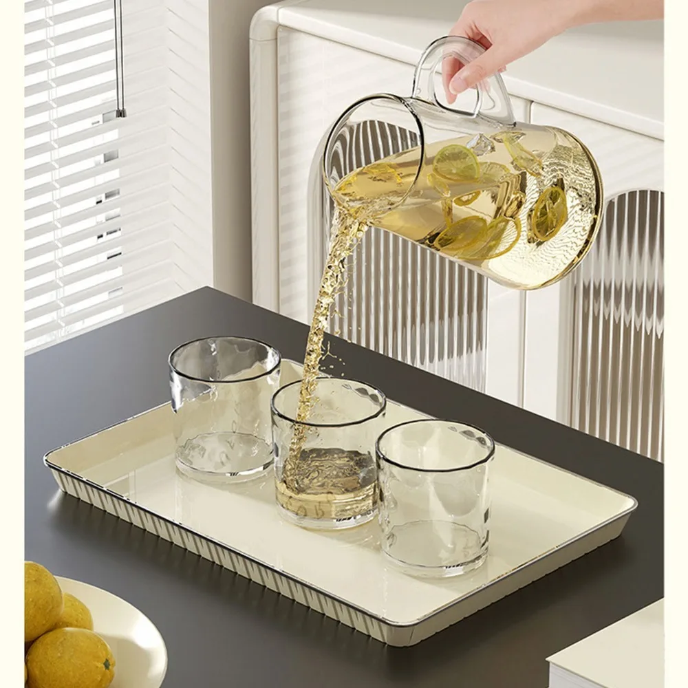 Food‑grade Resin Tea Tray Smooth Flat Anti Slip Bottom Fruit Plate Practical Raised Surrounding Edge Serving Platter