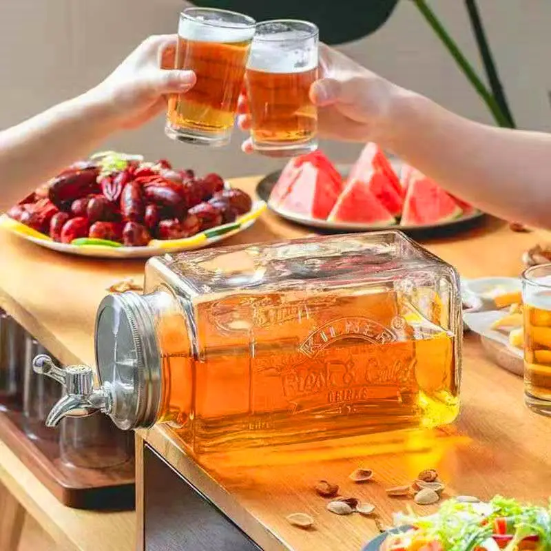 

1000ml Water Pitcher Juice Lemonade Cold Water Jug High Capacity Glass Water Jar Transparent Office Wine Beer Teapot with Faucet