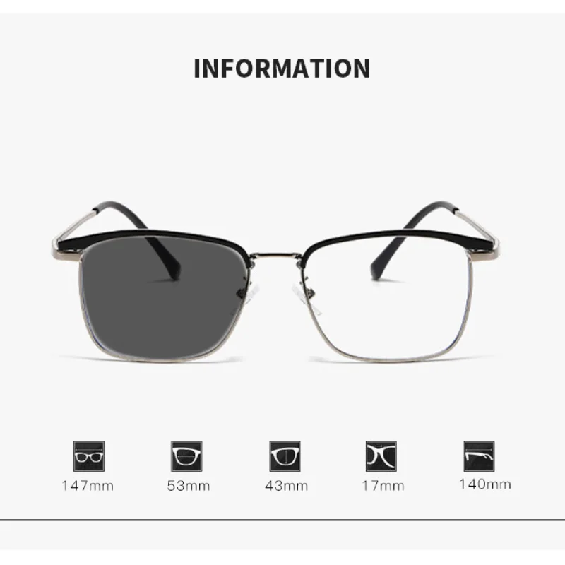 Ultra Light Photochromic Splicing Color Myopia Glasses Business Men Anti Blue Light Near Sight Glasses Women Half Frame Glasses