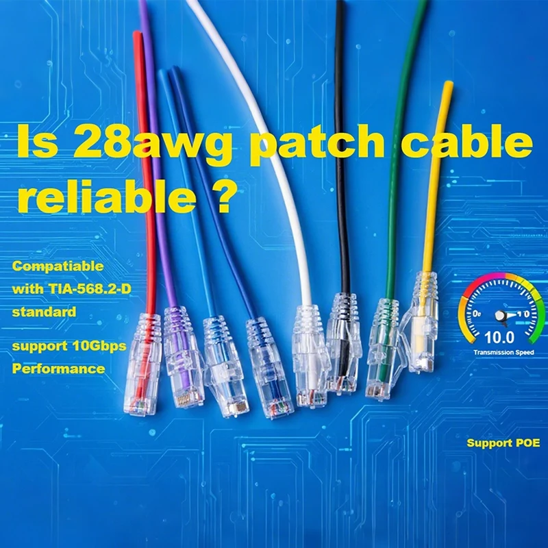 Cat6A UTP Patch Cord 28AWG Slim Ethernet Cable RJ45 Colour Network Cable 4 Twisted Pair PVC Internet Lan Cable