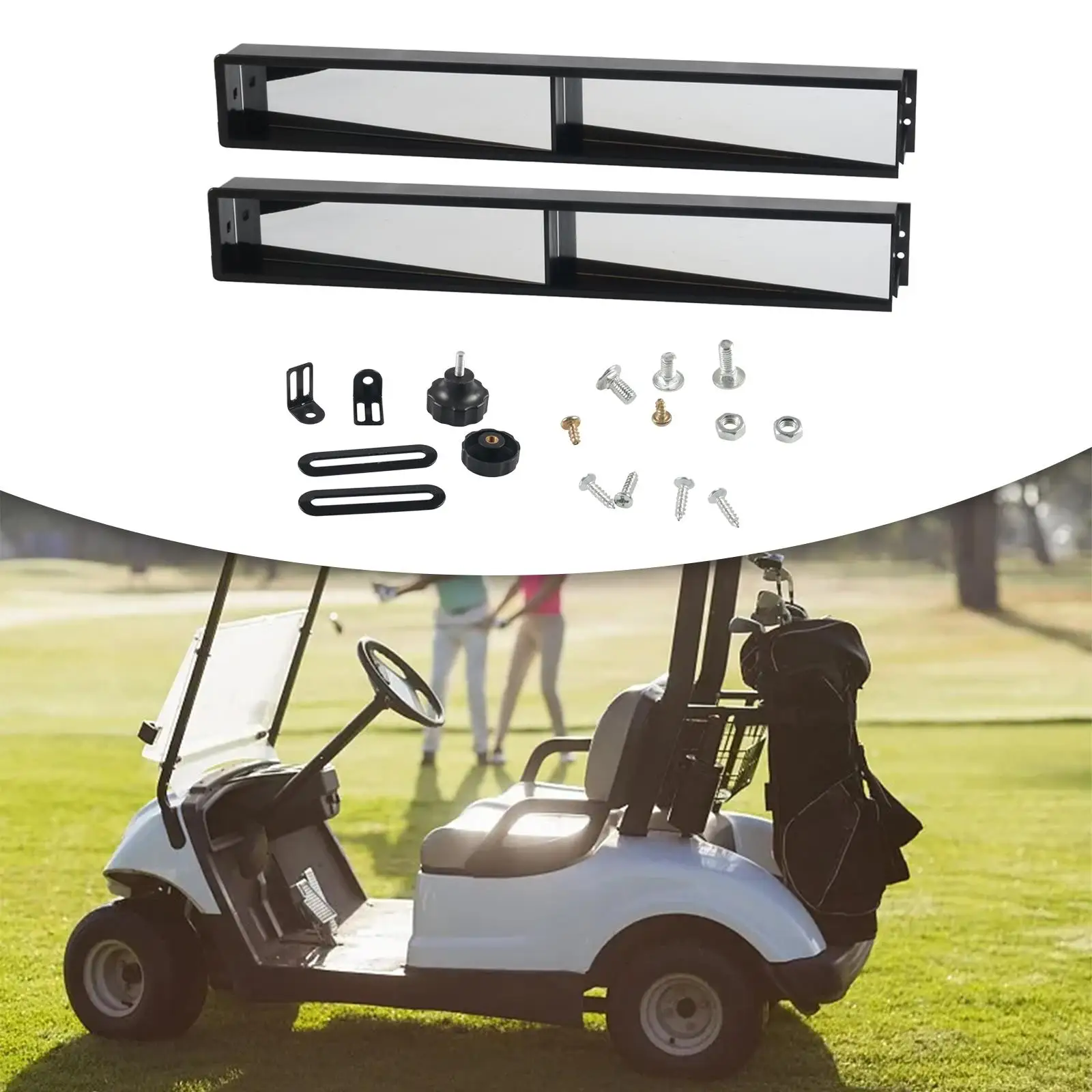 Golf Cart Rear View Mirror Universal 4 Panels Versatile Anti SHAKE Accessories