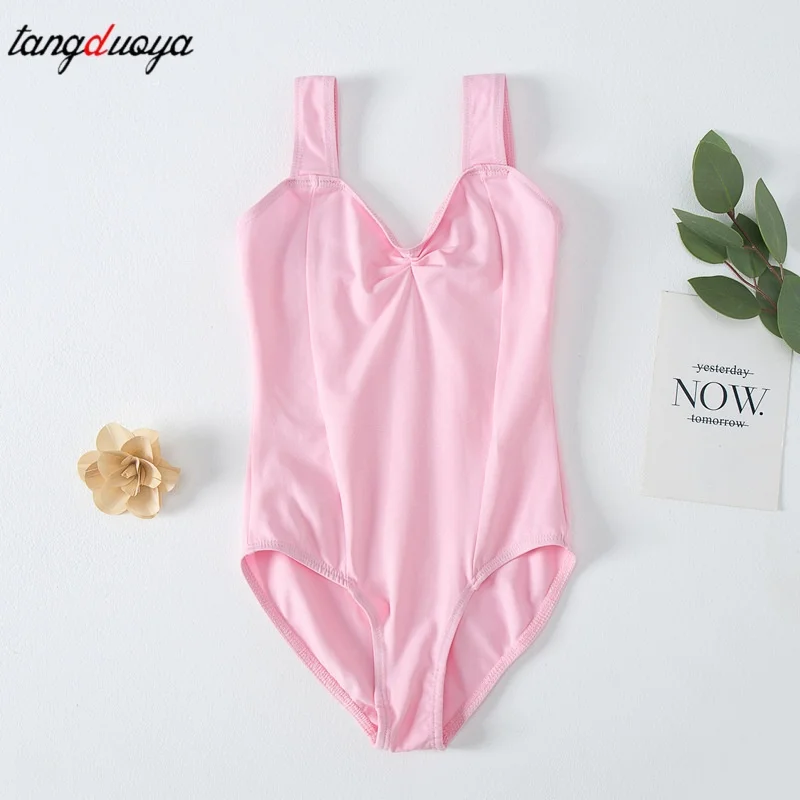Girl’s Wide Strap Leotard Ballet One Piece Costumes Bodysuit Dancewear Costume Wide Shoulder Strape Gymnastic Top Skating