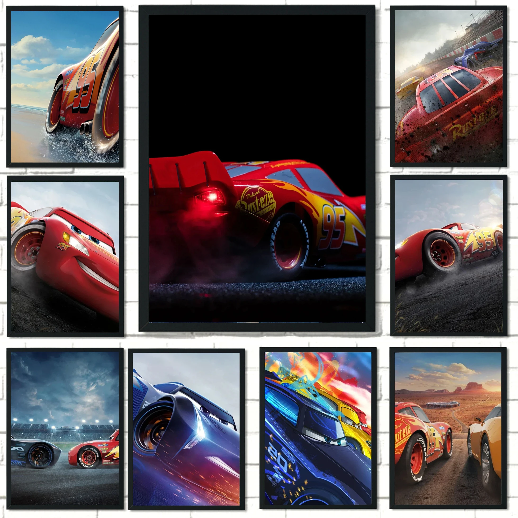 Disney Classic Anime Movie Cars 2 Canvas Poster Lightning McQueen Car Wall Art Prints Modern Family Bedroom Decor Kids Gift