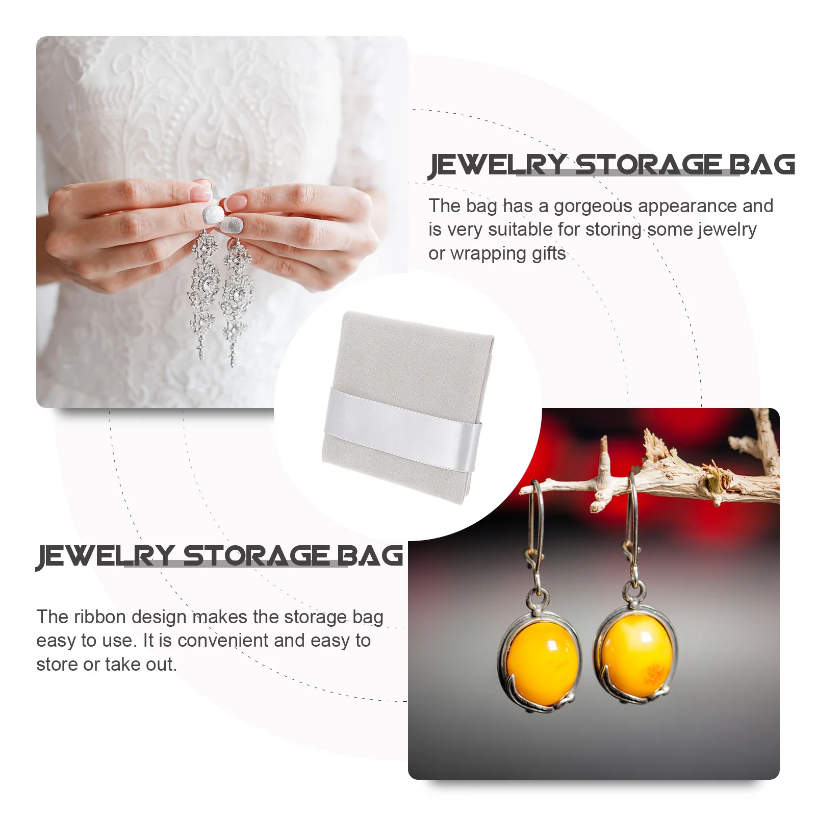 

Portable Jewelry Holder Storage Pouch Soft Smooth Material Gift Packaging Bag for Home Outdoor Travel Jewelry Pouch