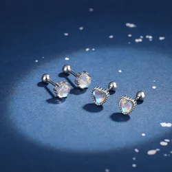 1PC orecchino Piercing all'orecchio Color argento coreano per le donne squisito Aurora cuore orecchini a bottone cartilagine orecchino regalo gioielli per il corpo