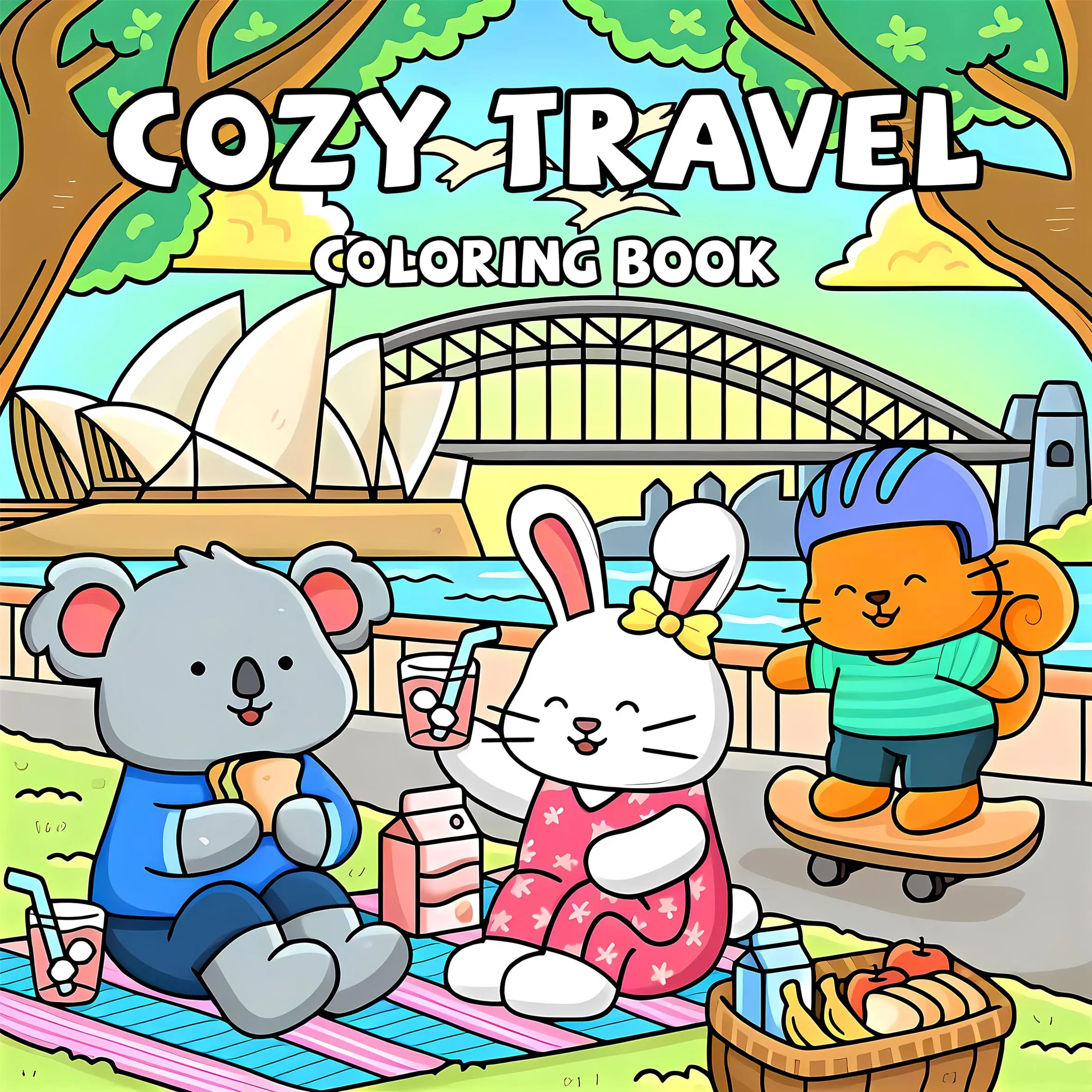 COSY TRAVEL Vet-gemakkelijke patronen Kleurboek voor volwassenen Leuk tekenboek Perfect cadeau voor feest en verjaardag