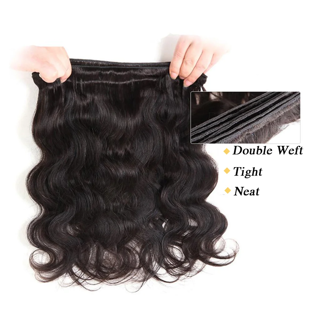 Natural Black Color Human Hair Bundles Body Weave Brazilian Hair Weave For Women Extensions 100% Unprocessed Human Hair Bundles