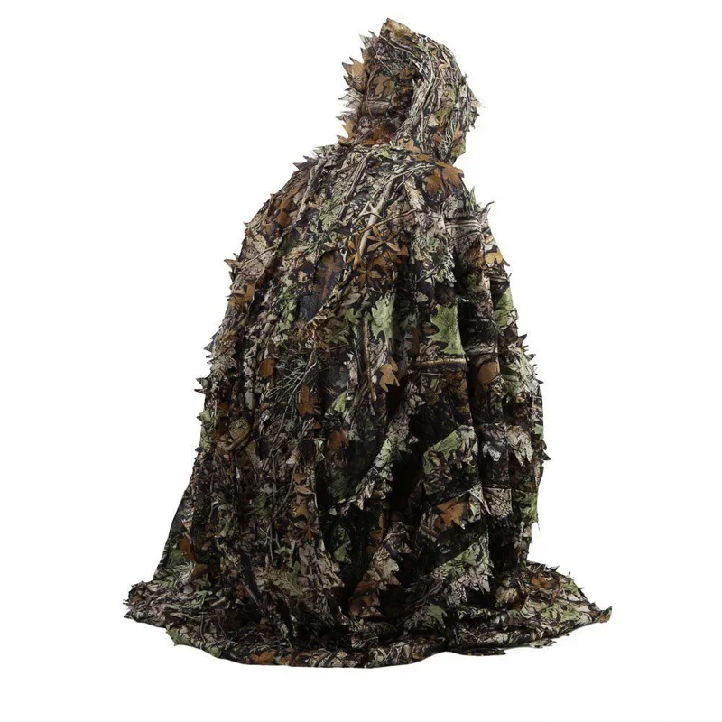 Hunting Clothes Camo 3D Leaf cloak Yowie Ghillie Breathable Open Camouflage Birdwatching Poncho Windbreaker Sniper Airsoft Gear