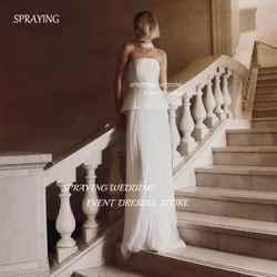 SPRAYING New 2024 Simple Strapless Satin Tulle Bridal Gown Floor-Length Long Wedding Dress Corset And Zip Wedding Photos