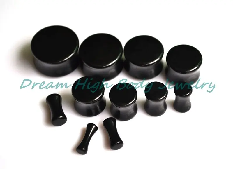 

Darkside Black Acrylic Double Flared Flesh Plug PMMA Ear Plug Piercing Expander Fashion Body Jewelry 3-20mm Free Shipping