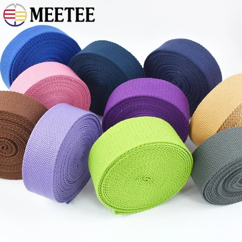 Meetee 5Meters 25mm Width 2mm Thick Canvas Cotton Ribbon Textile Webbing Tape for Bags Strap Belt Sewing DIY Craft Accessories