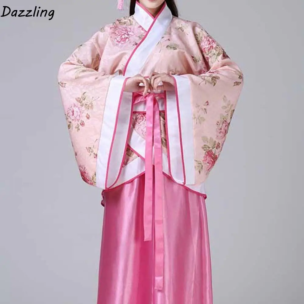 

Stage Costumes Chinese Hanfu Skirt Performance Cosplay Dress Flower Embroidery Chinese Ancient Dress Chinese Folk Dance