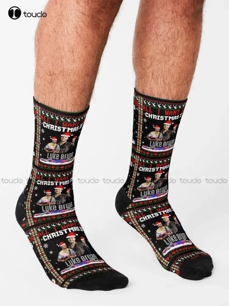 All I Want For Christmas Is Luke Socks Cow Socks Personalized Custom Unisex Adult Teen Youth Socks 360° Digital Print Streetwear