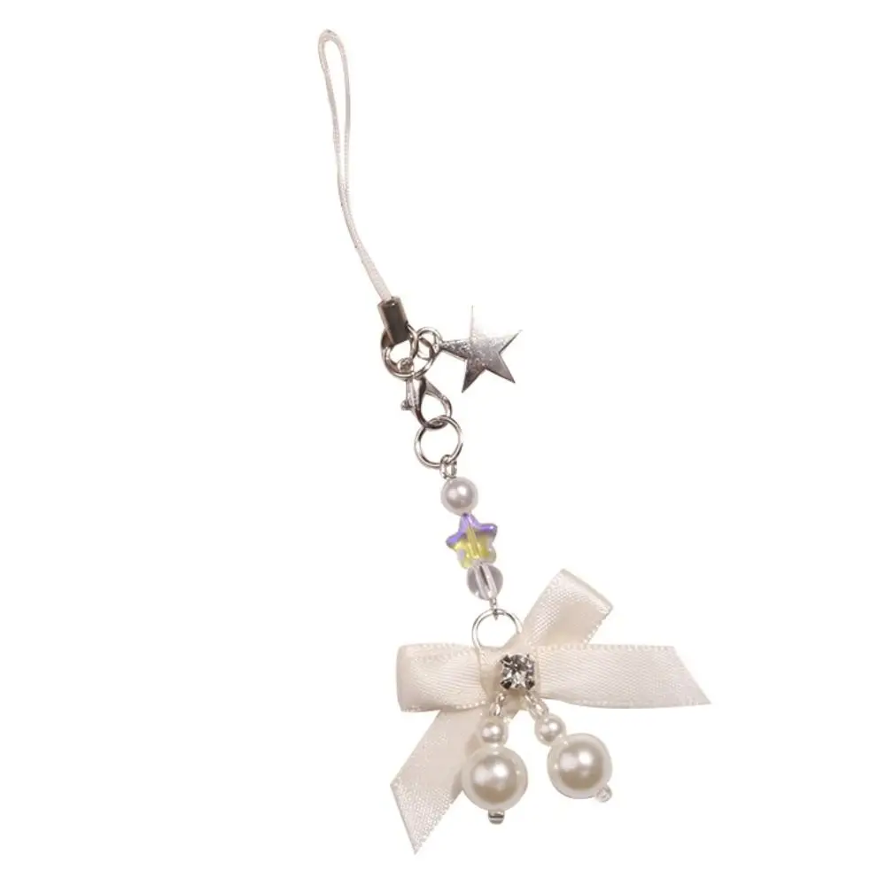 Fashion Bow Y2K Phone Chain Key Cord Lanyard Mobile Phone Strap Beaded Sweet Girl Mobile Lanyard Jewelry Gift