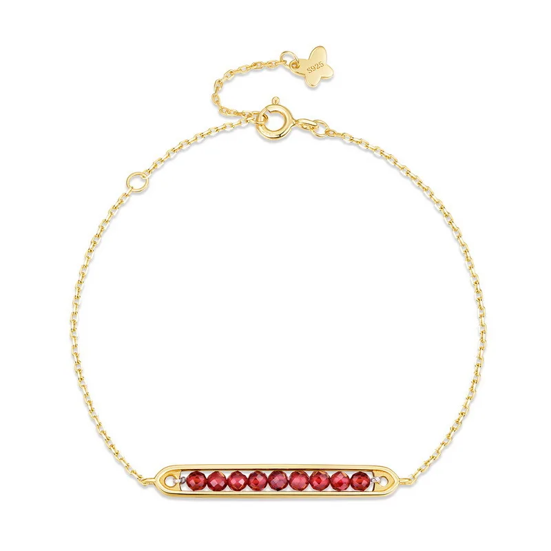 

New High-end Light Luxury Style Red Pomegranate Cardamom 18K Gold PT950 Platinum Silver Plated 7-layer Gold Bracelet