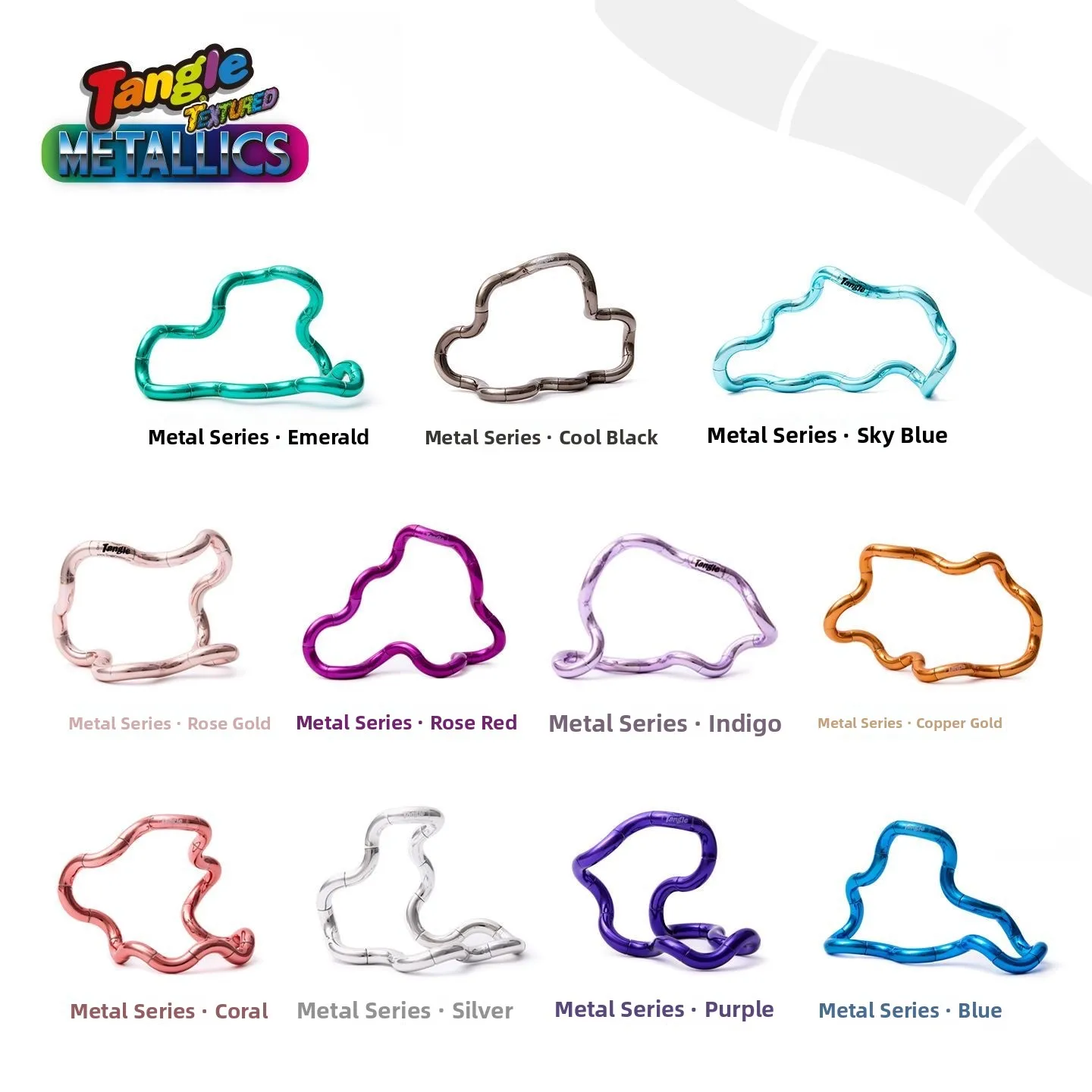 New Tangle Metal Series Stress Relief Toy Novelty Metal Colors Squeezable Fun Toy for Ages 3 And up Made in China Plastic Mat...