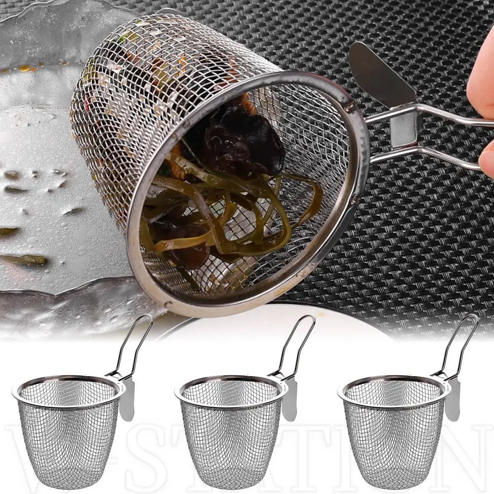 1Pcs Kitchen Tableware Mesh Strainer Spoon Cooking Utensils Korean Noodles Scoop Hot Pot Strainer Stainless Steel Long Handle