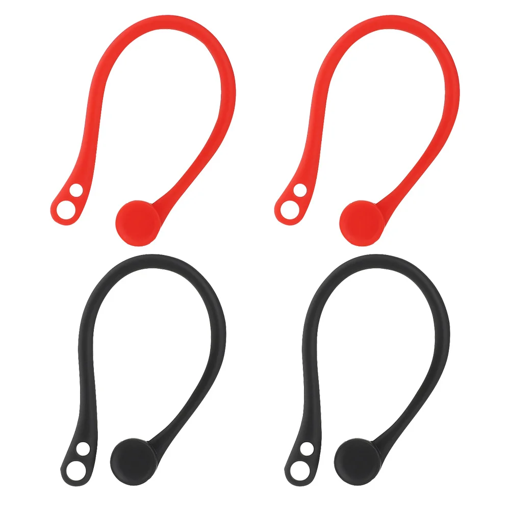 زوجان من خطافات الأذن المريحة المصنوعة من السيليكون المضادة للانزلاق، أغطية سماعات الأذن للجري والركض وركوب الدراجات باللون الأحمر والأسود #6