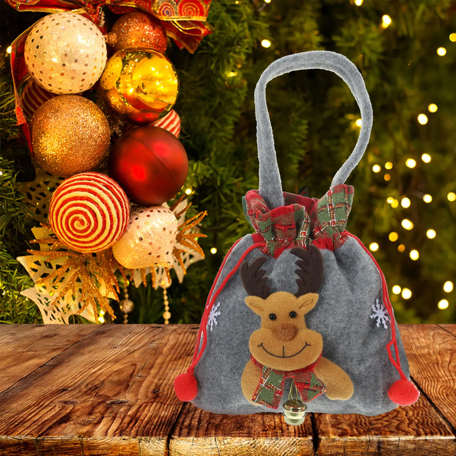 

3Pcs Christmas Gift Bags Small Cloth Bags with Handle Party Favor Candy Gift Treat Packaging Empty Bag Cookies Wrapping Bag