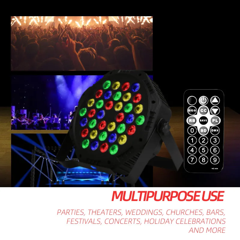 

RGB Auto Flicker Lamp Dimmable Stage Lighting With Remote Control Effect Bar Club Wedding Show DJ Disco Party Festival Lighting