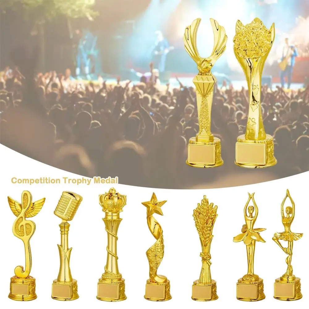Crown Pentagram Competition Trophy Medal Rose Microphone Music Universal Medals Golden Color Multi Size Pentagram Trophy