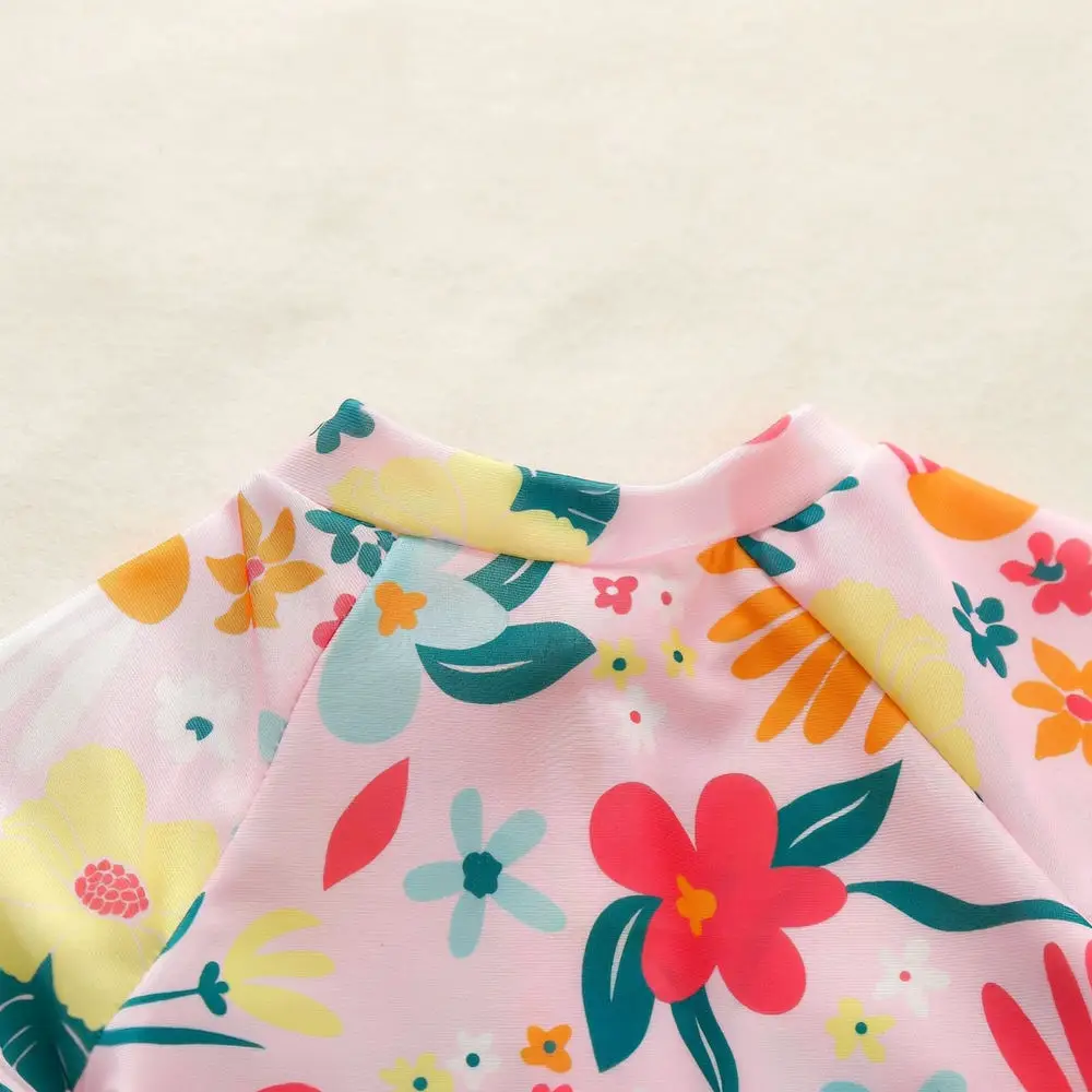 Baby Girls Floral Print One Piece Bathing Suit Soft Toddler Swimwear Summer Vacation Pool Beach Beachwear